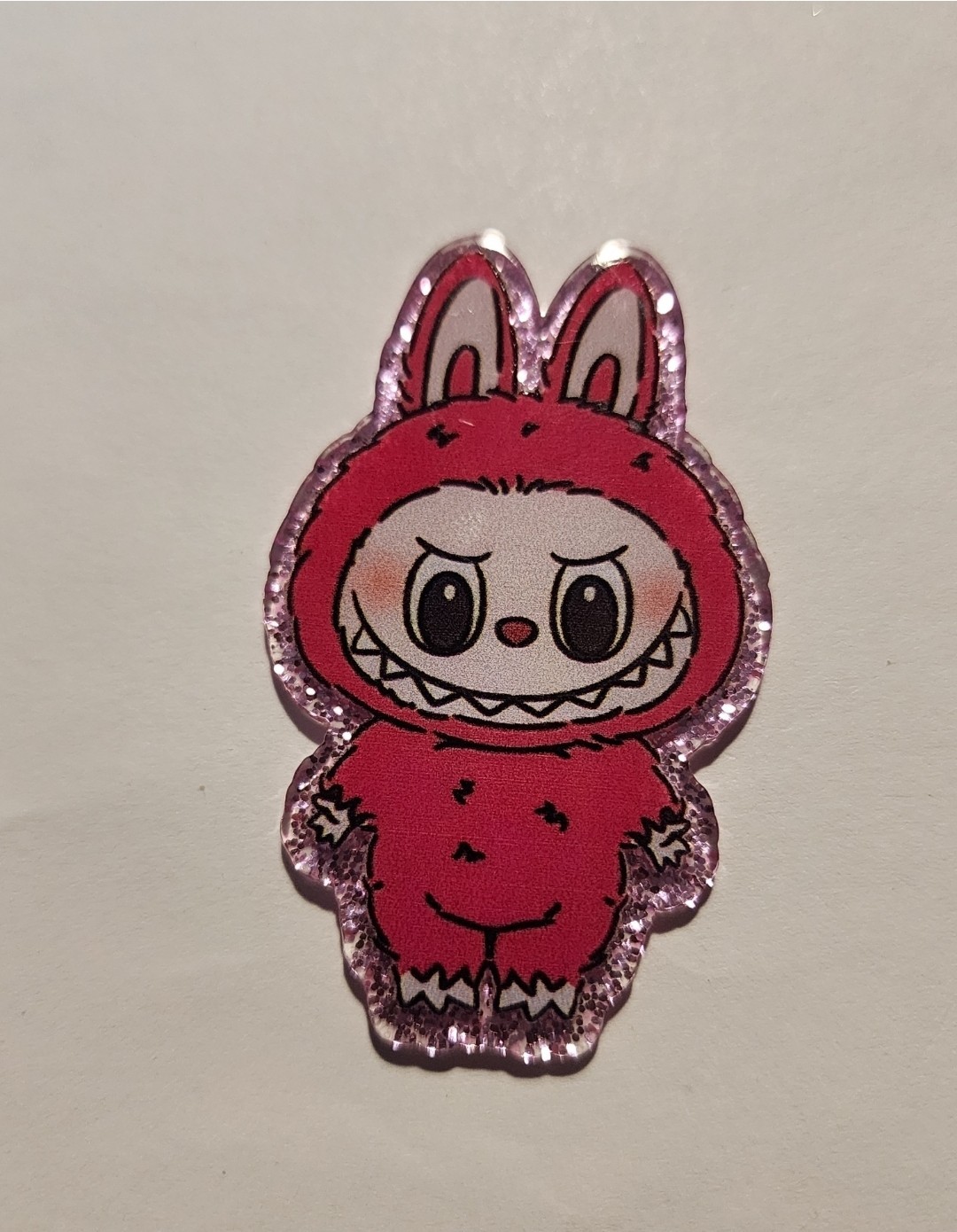 Acrylic Flatback Labub Pink  Focal Bead Badge Clip Charms Keychain Bag Clip