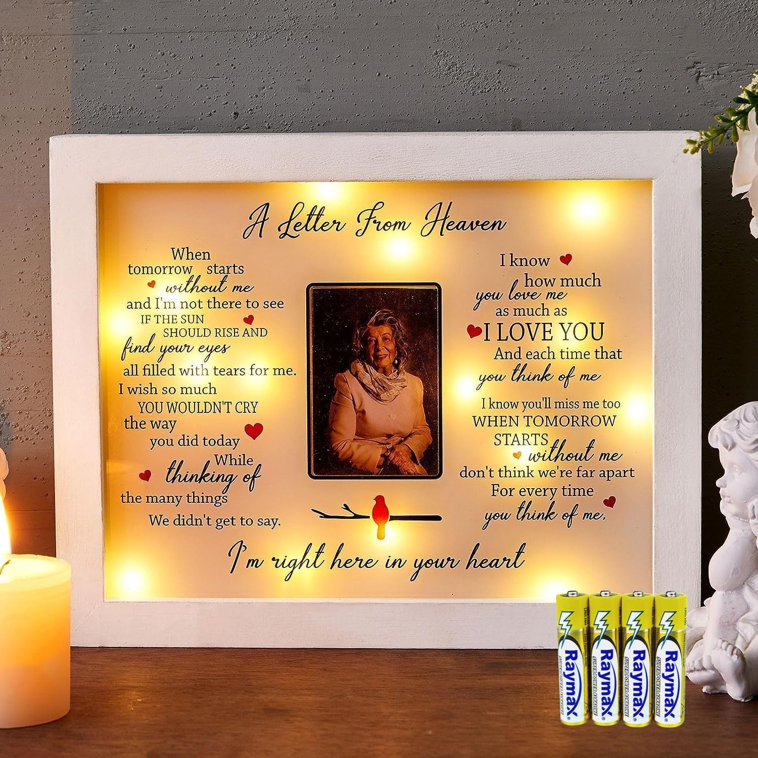 2 Pack WOODEXPE Sympathy Gift LED Memorial Shadow Boxes Keepsake Picture Fram...