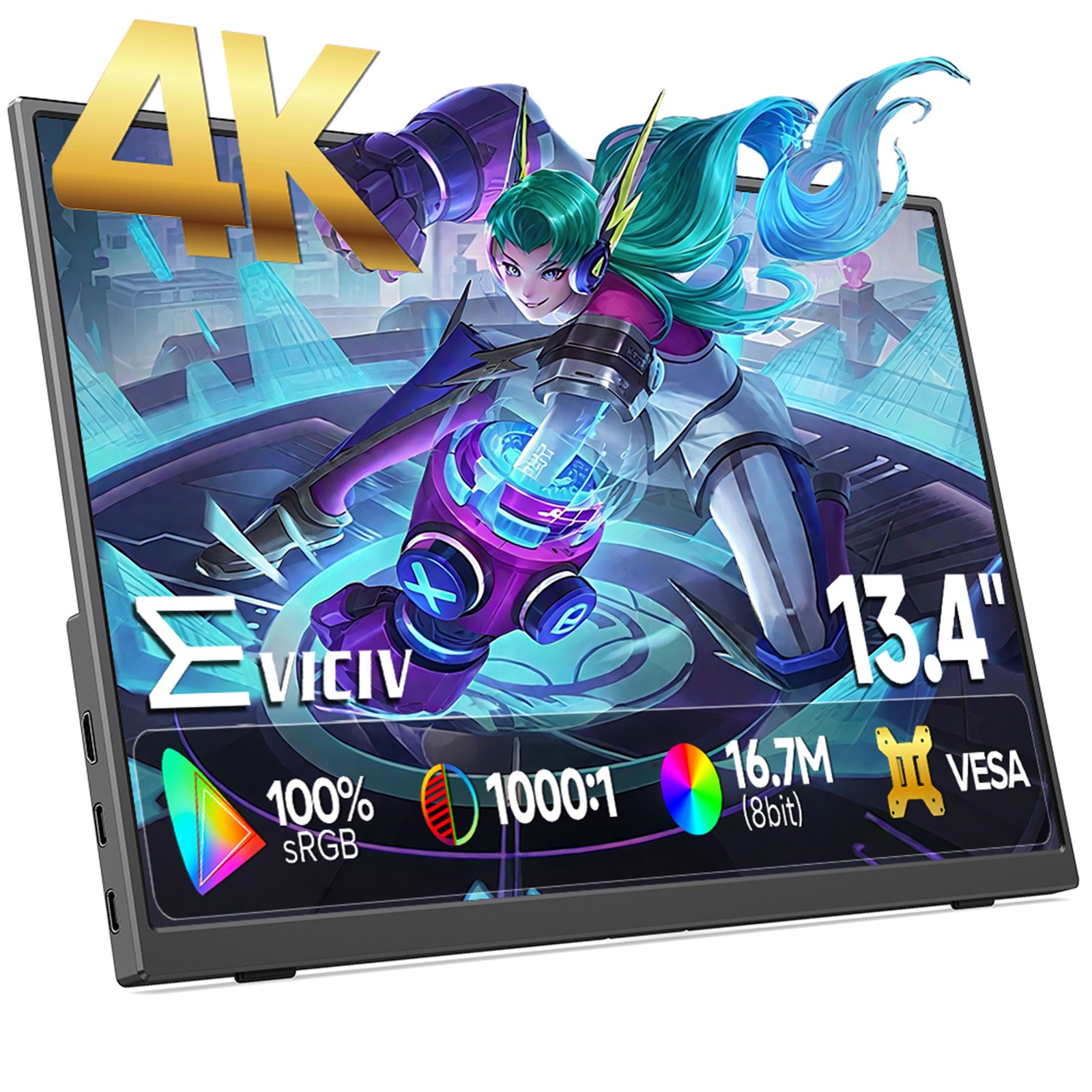 13.4" 4K Portable Monitor 100%sRGB IPS Computer Gaming Display Travel Monitor