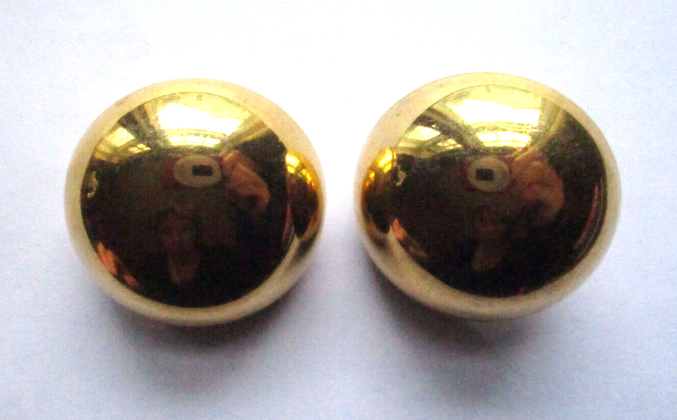 Vintage Crown Trifari Mod Gold Tone Mirrored Dome Clip-on Earrings Lightweight