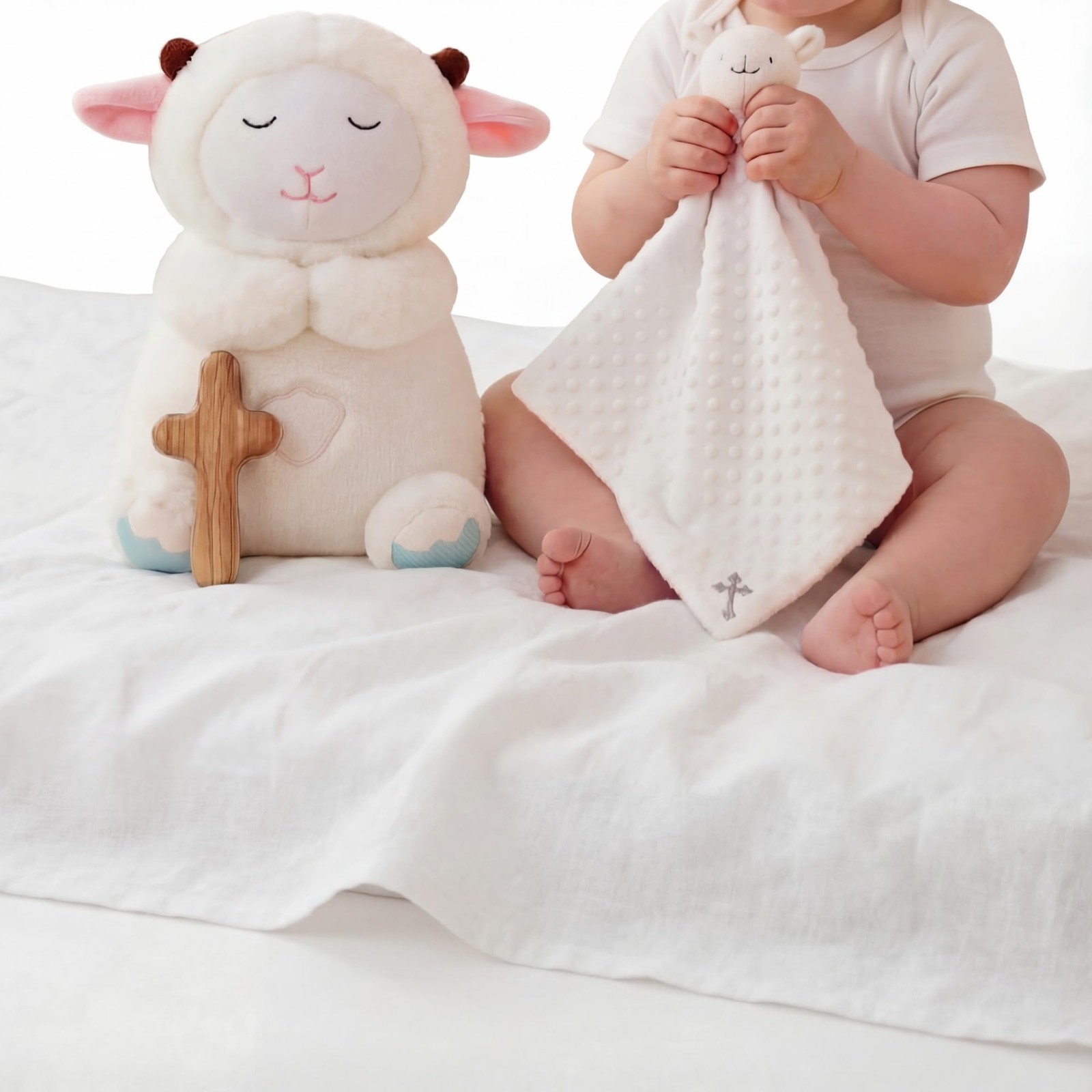 4 Pcs Baby Baptism Gifts Sets Includes Babies Security Blanket 9.8'' Praying ...