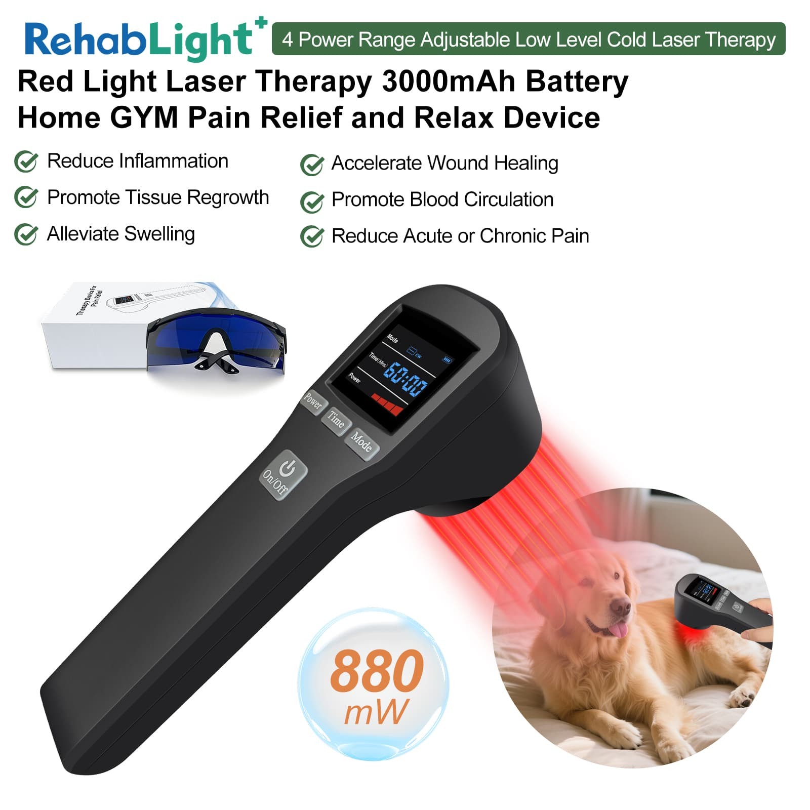 LLLt Low Level Laser Therapy Device Dog Arthritis 650 nm 808 nm Pain Management