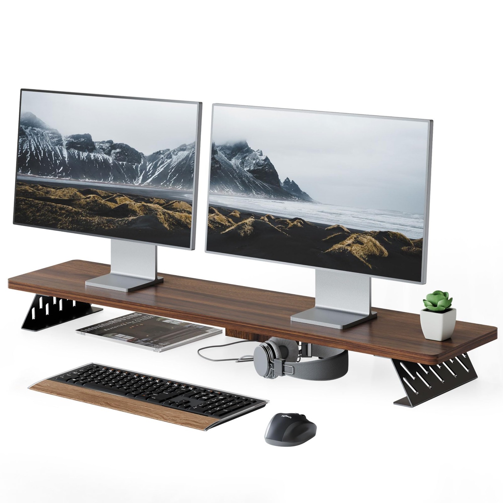 Dual Monitor Stand Riser, 42.5 Inch Desk Top Shelf for 2 Monitors, Computer S...