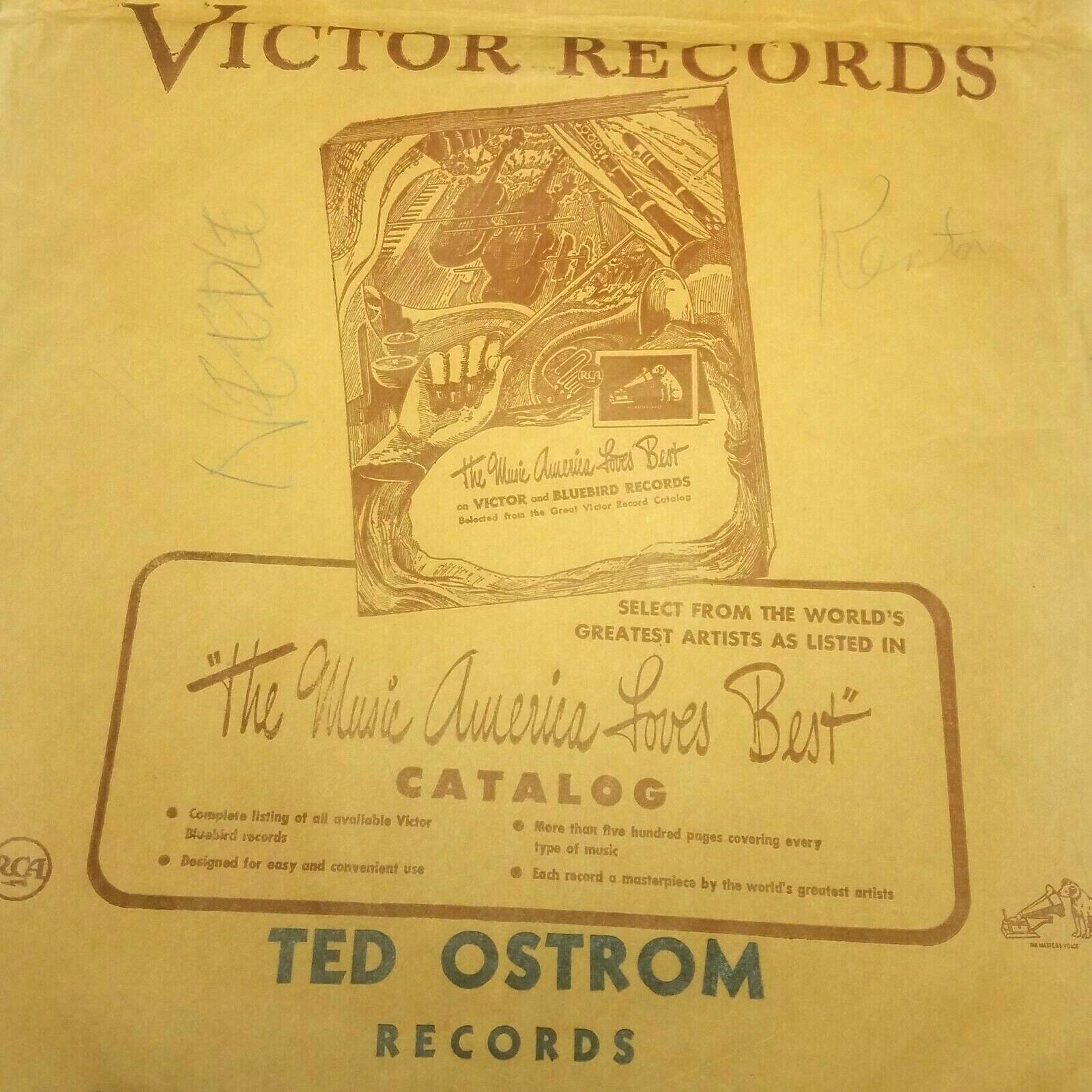 VICTOR RECORDS Printed Paper Bag 78 RPM Ted Ostrom Records Seattle WA 911 2nd 