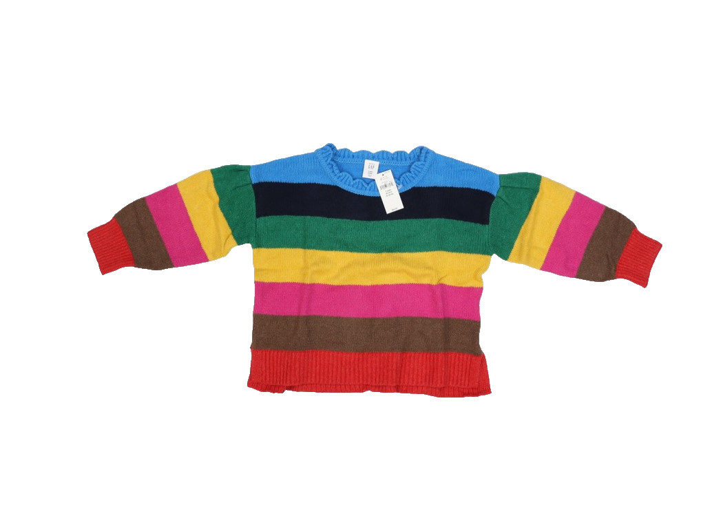Baby GAP Happy Stripe Sweater Toddler 3 Years Cotton Knit Rainbow Pullover NWT