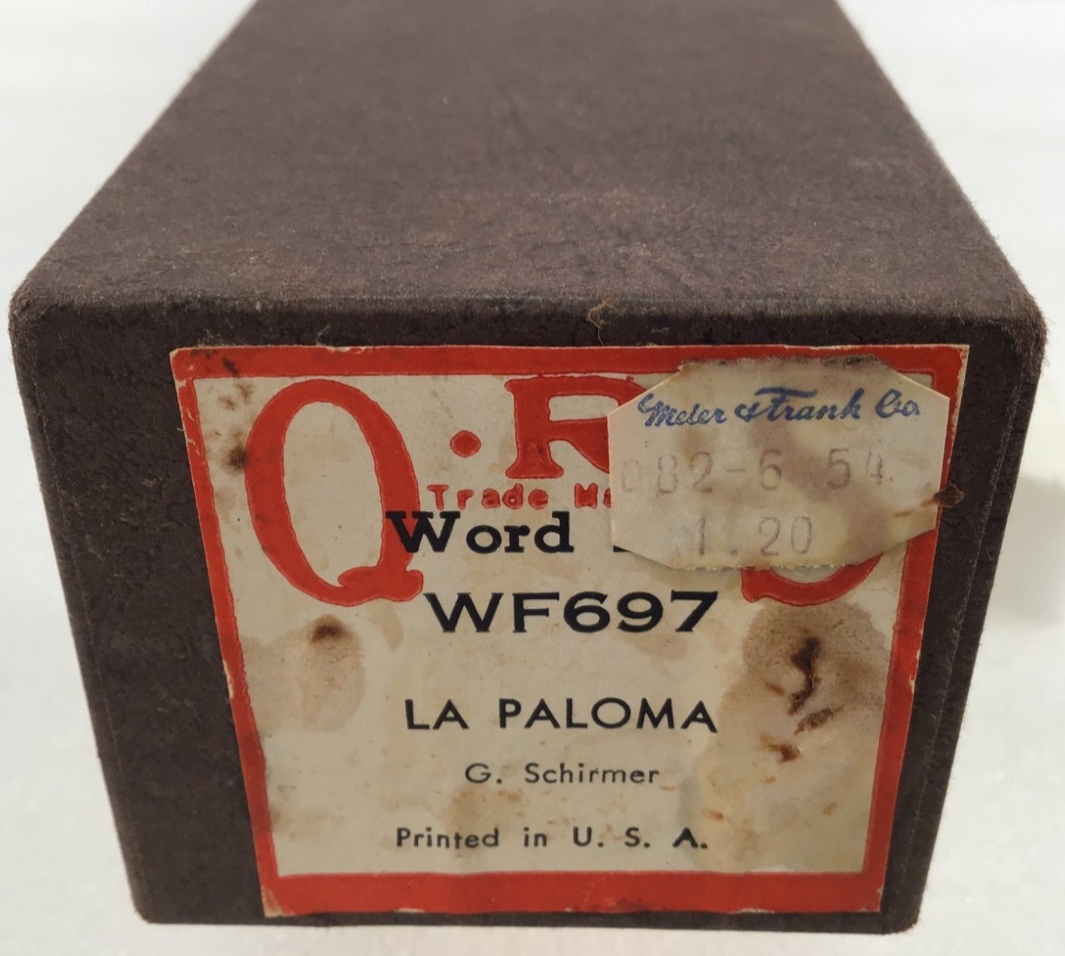 Vintage QRS Player Piano Roll WF697 LA PALOMA - G Schirmer  USA Word Roll