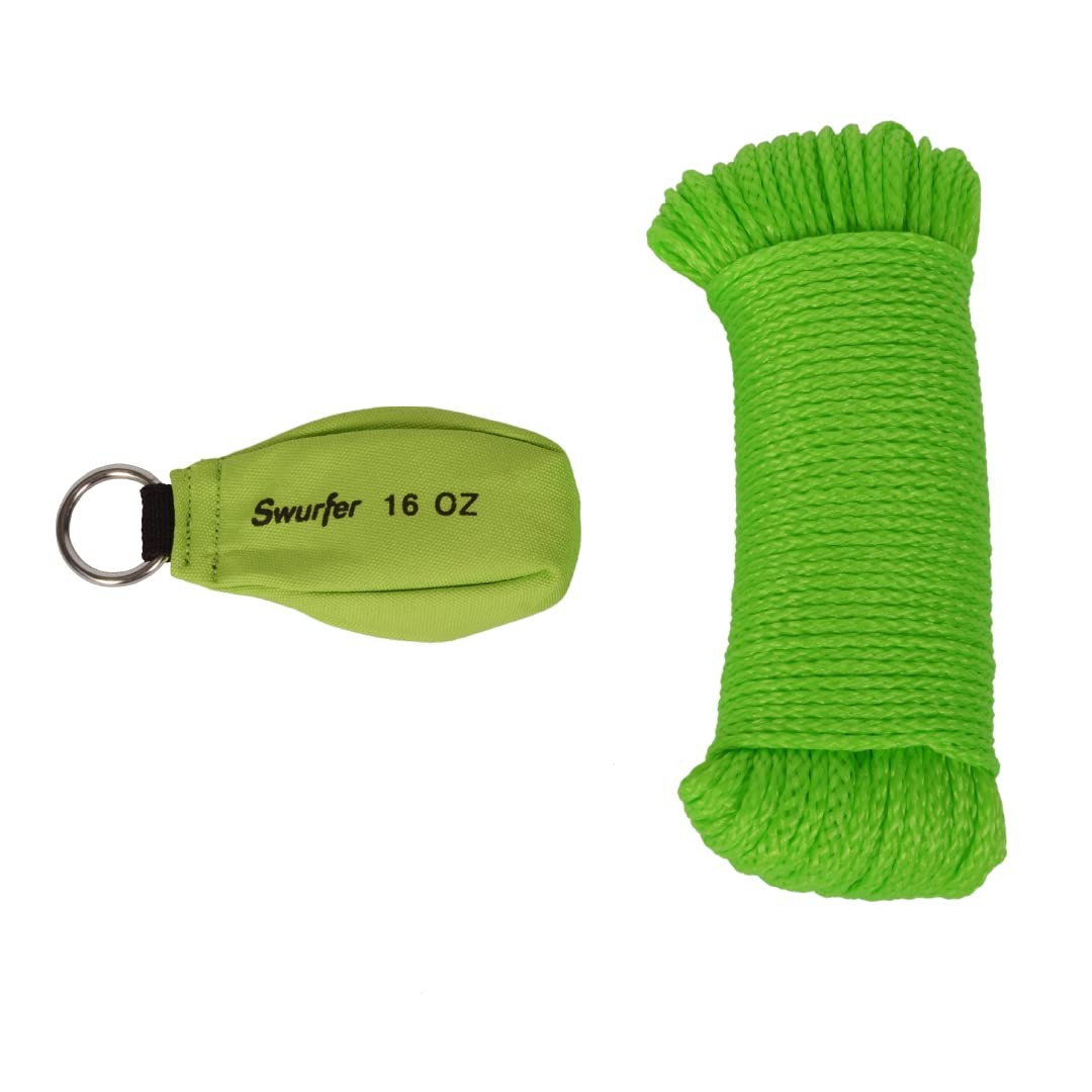 16 Oz Arborist Throw Weight Bag Rope Launcher, and 150' 1/8" Arborist Throw L...