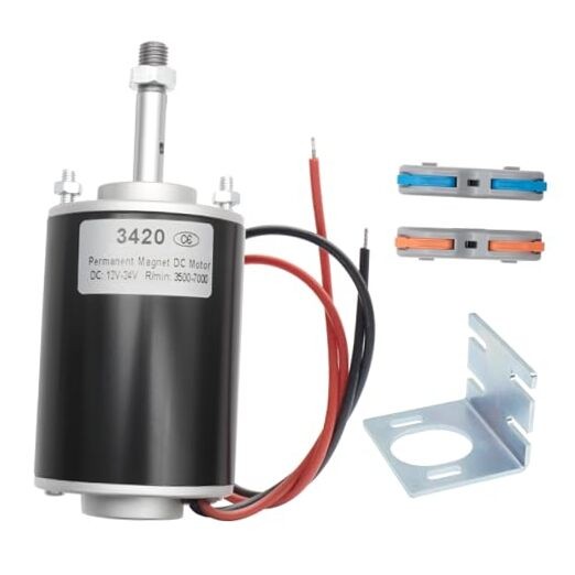  High Torque DC Motor 12V/24V 30W - 3500/7000RPM Permanent Threaded Shaft