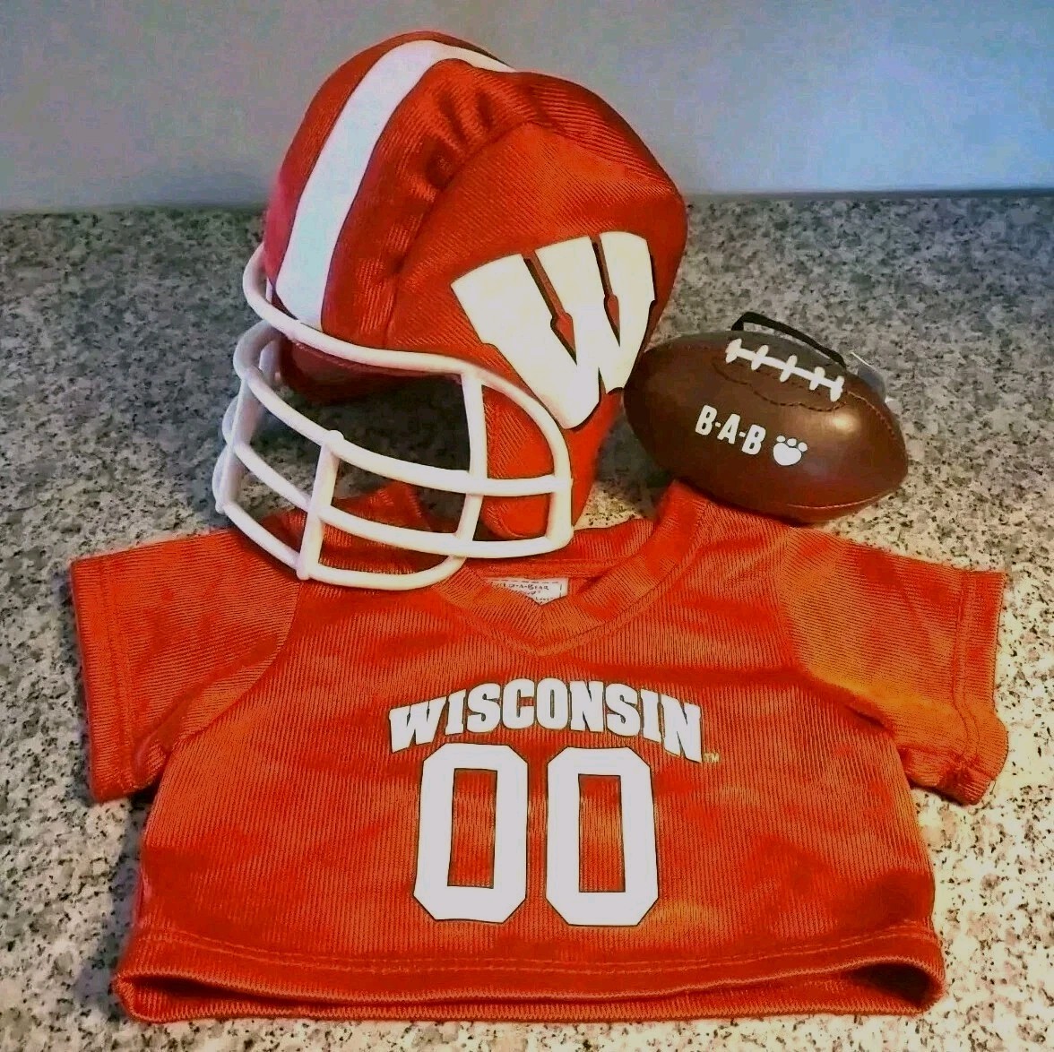 Wisconsin Badgers Build-A-Bear Jersey, Helmet, and Football 