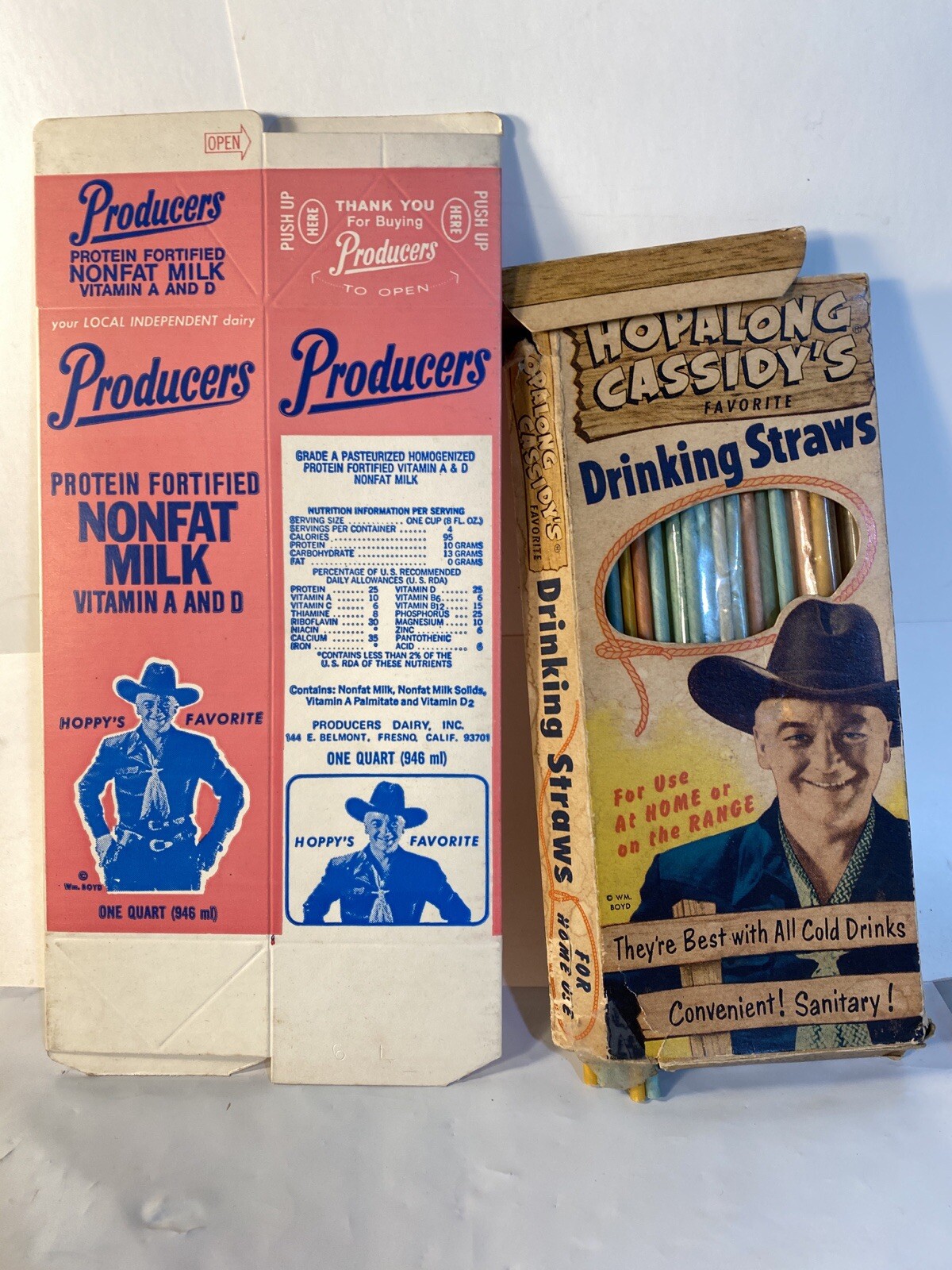 Hopalong Cassidy ‘50’s Straws & ‘60’s Milk Carton