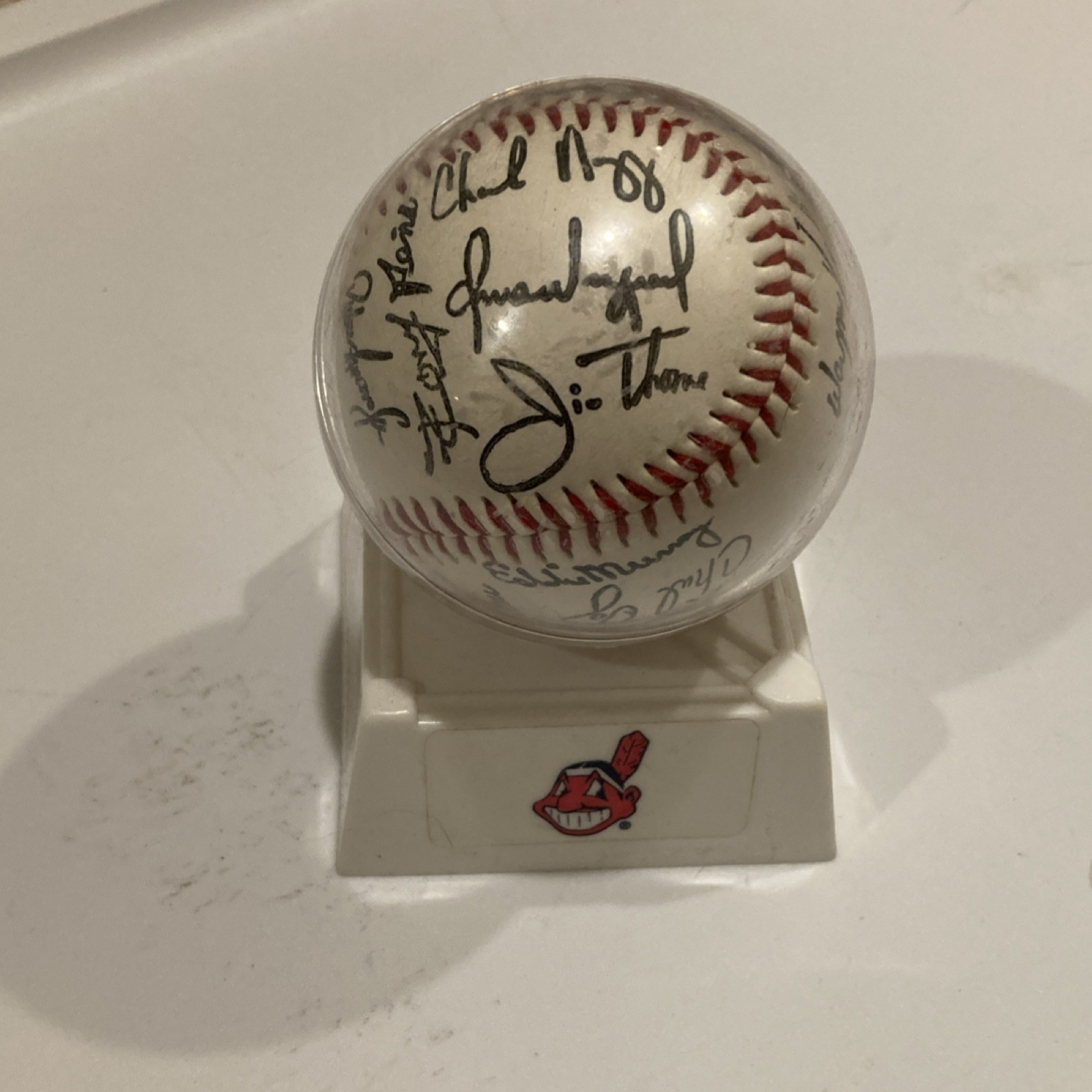1995 Cleveland Indians team Ball with stamped  autographs by Jim Thome & Others
