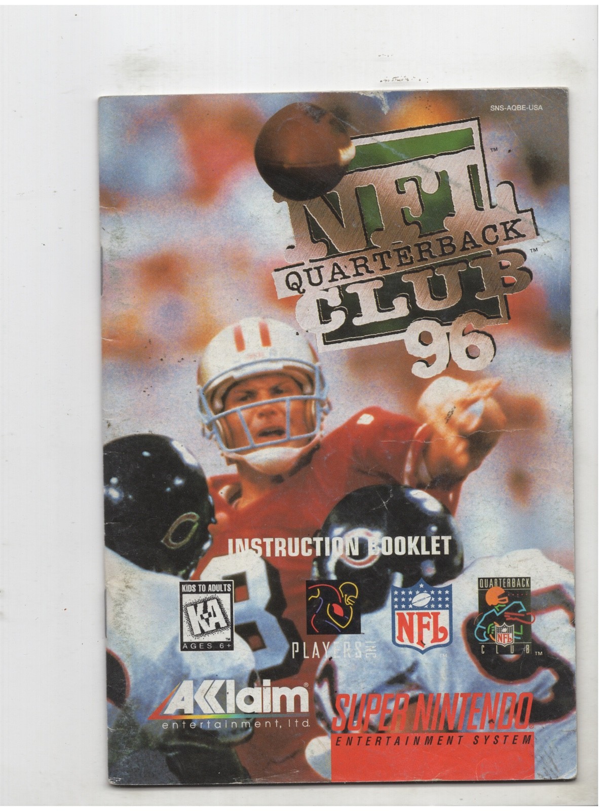 NFL Quarterback Club 96 Worn Super Nintendo SNES Manual Only Authentic Original