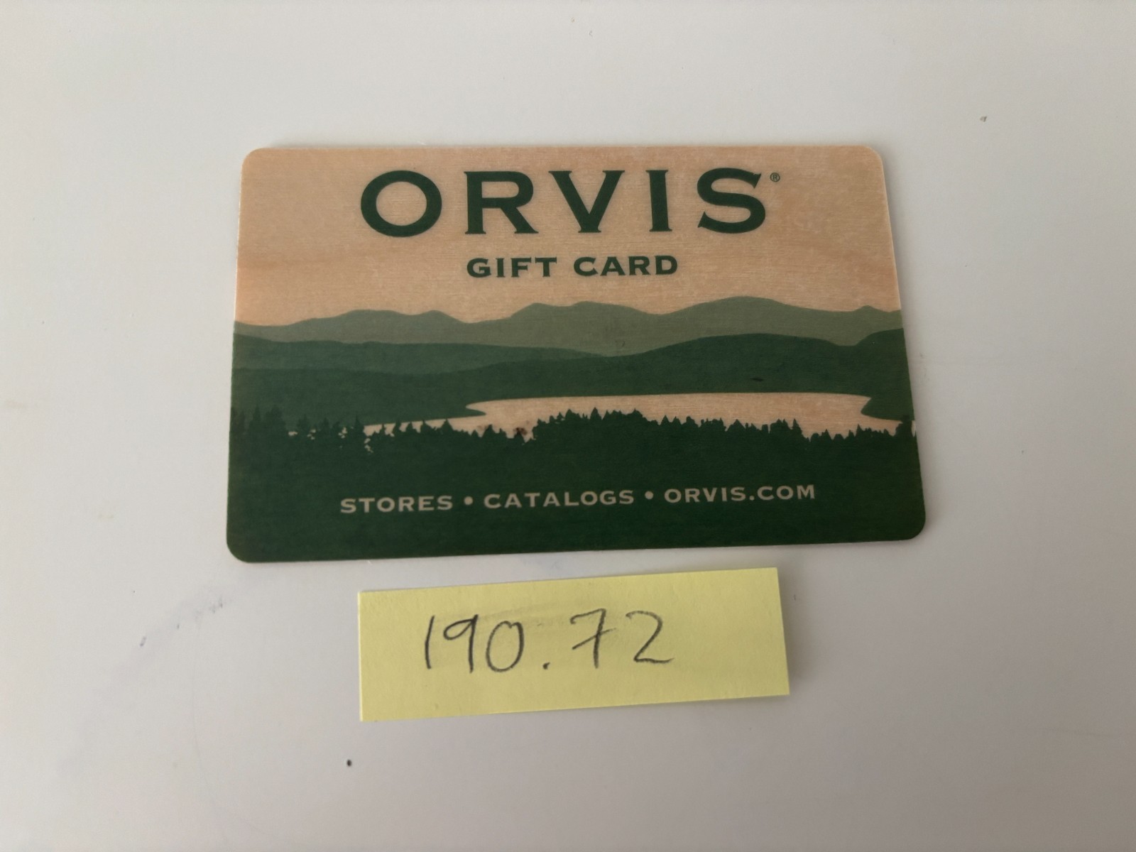Orvis Physical Gift Card $190 Value from Store Return
