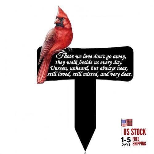11.8 inchs Memorial Grave Markers Metal Cemetery Decorations Loss of Cardinal