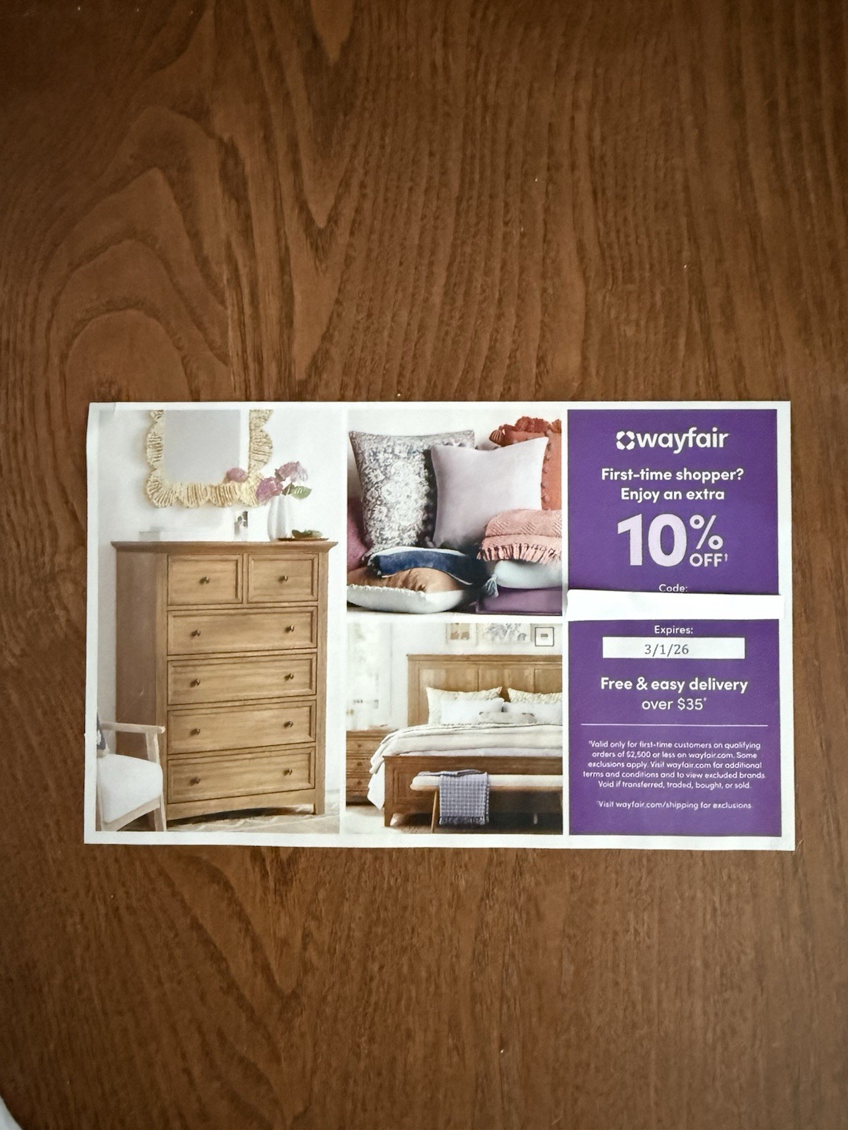 WAYFAIR 10% Off Coupon  Expires 3/1/2026