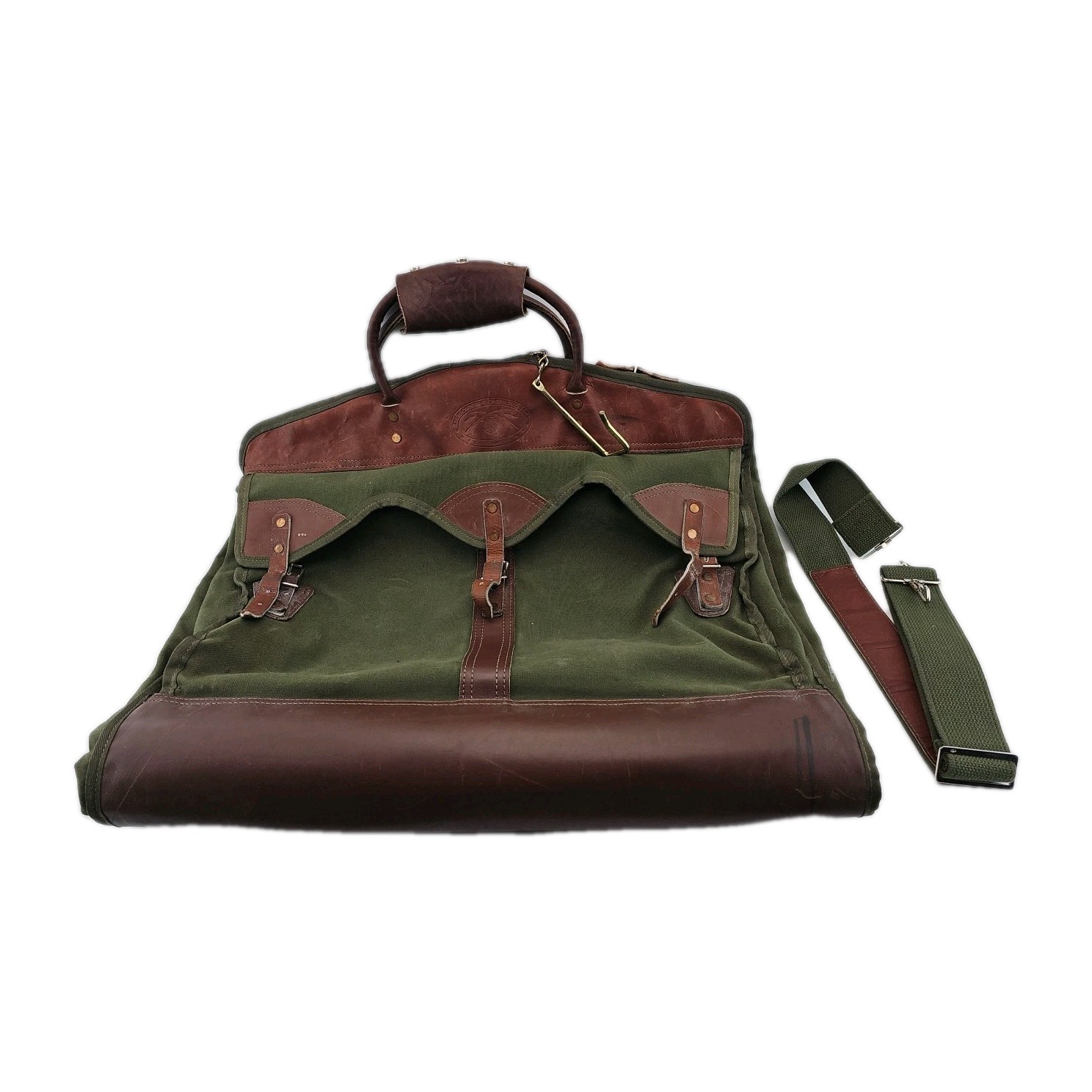 Vintage Orvis Canvas Leather Men's Wardrobe Luggage Green Brown