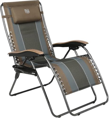  Oversized Zero Gravity Chair, Padded Reclining Lounge Chair with Brown-1 Pack