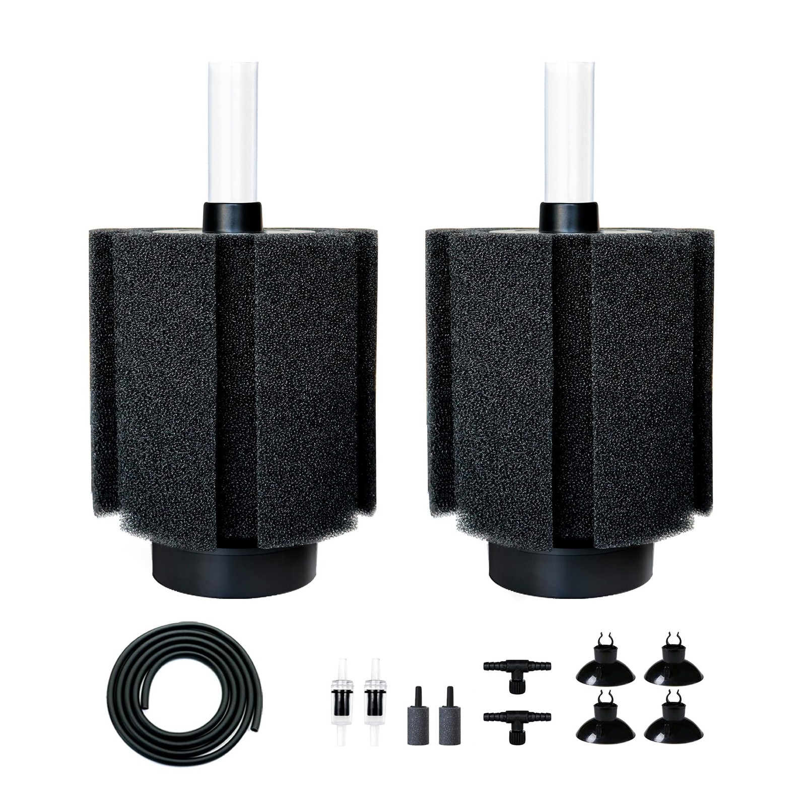 2 Pack 60-70 Gal Aquarium Sponge Filter with Air Stone and Ceramic Filter Med...