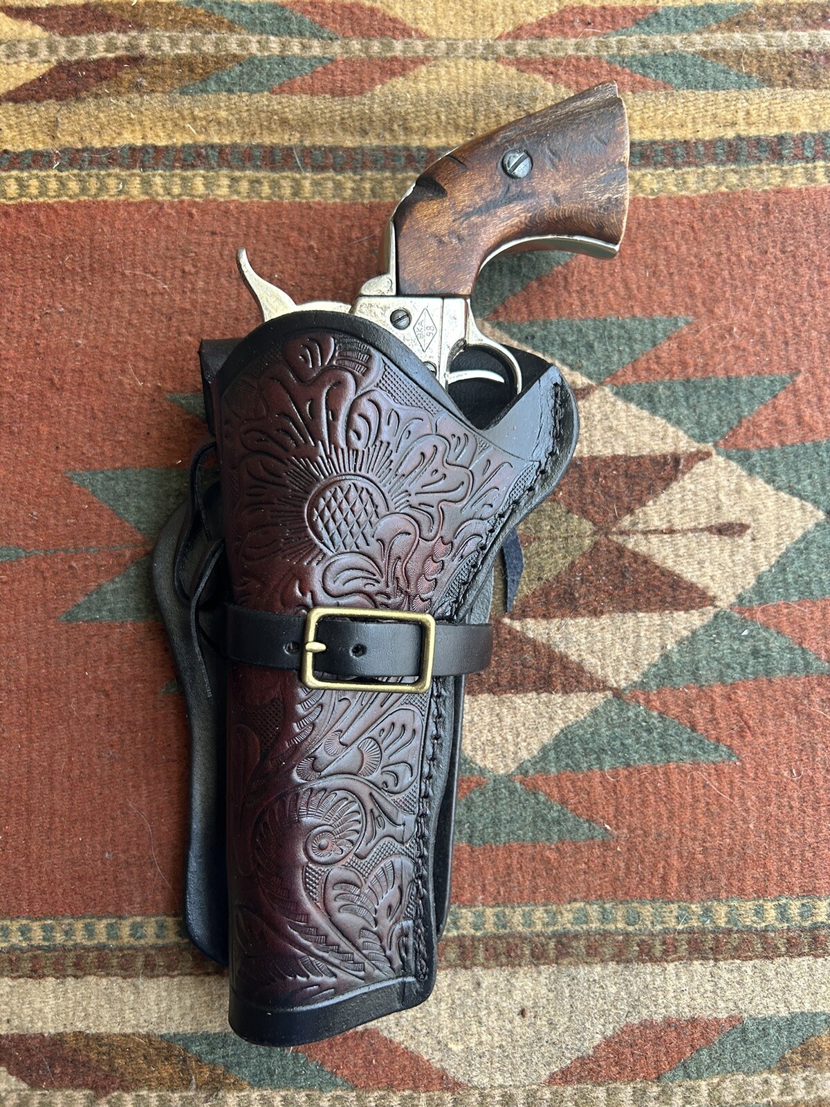 LEFT HAND Western Holster Floral Fits Colt SAA 1873 Ruger Super Wrangler 5.5"