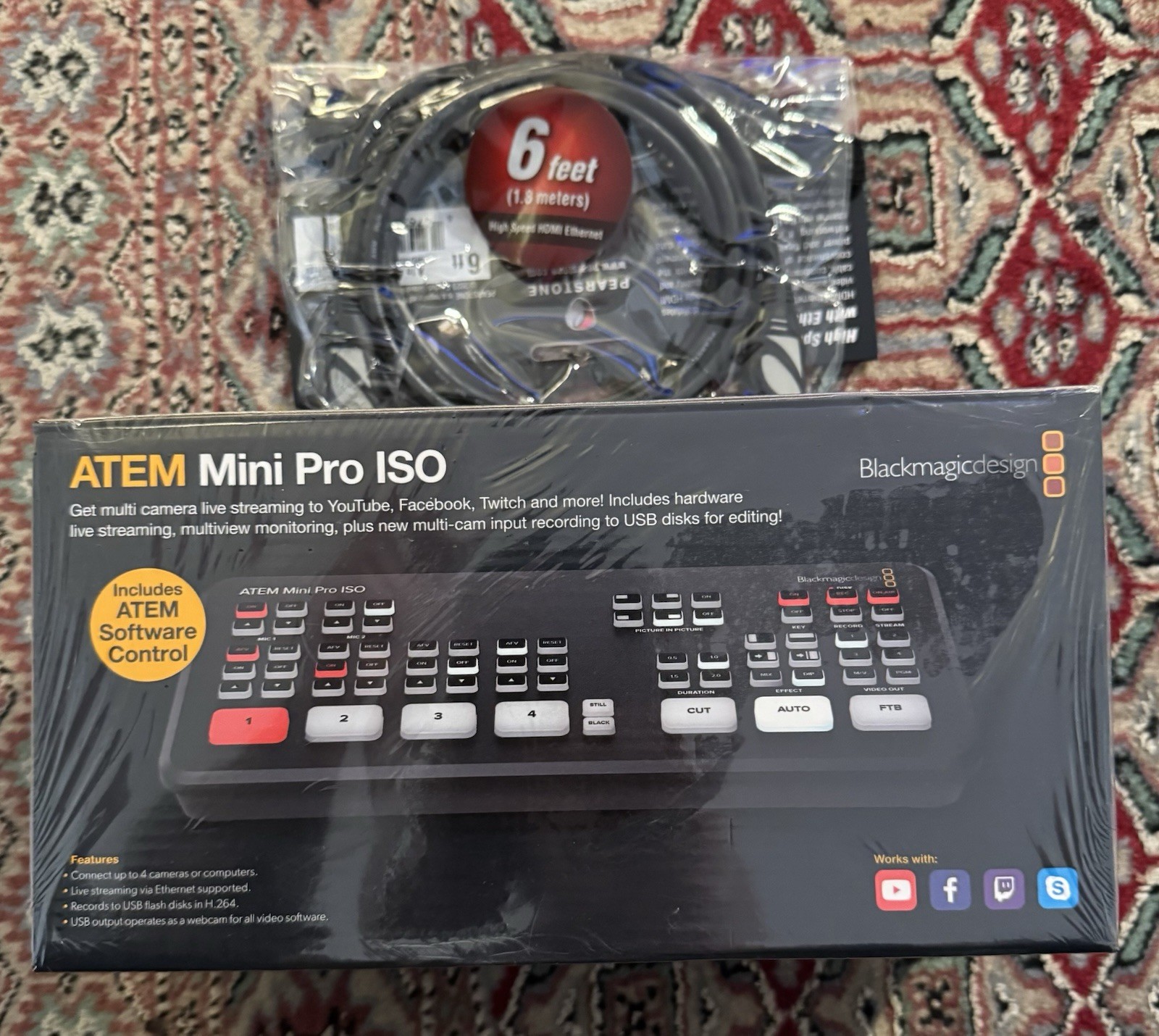 Blackmagic Design Atem Mini Pro ISO HDMI Live Stream Switcher Factory Sealed NEW