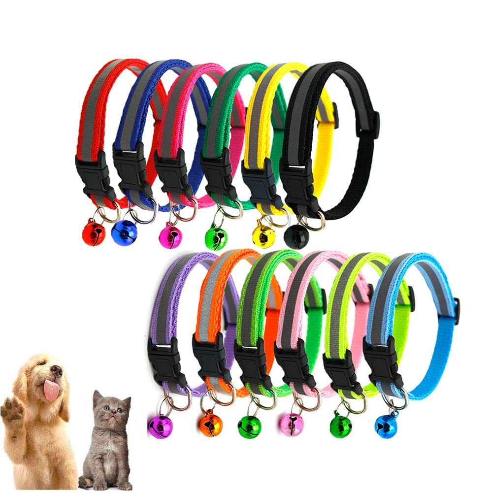 Puppy Collars - 12pcs Soft Nylon Reflective Adjustable Puppy Whelping Collars...