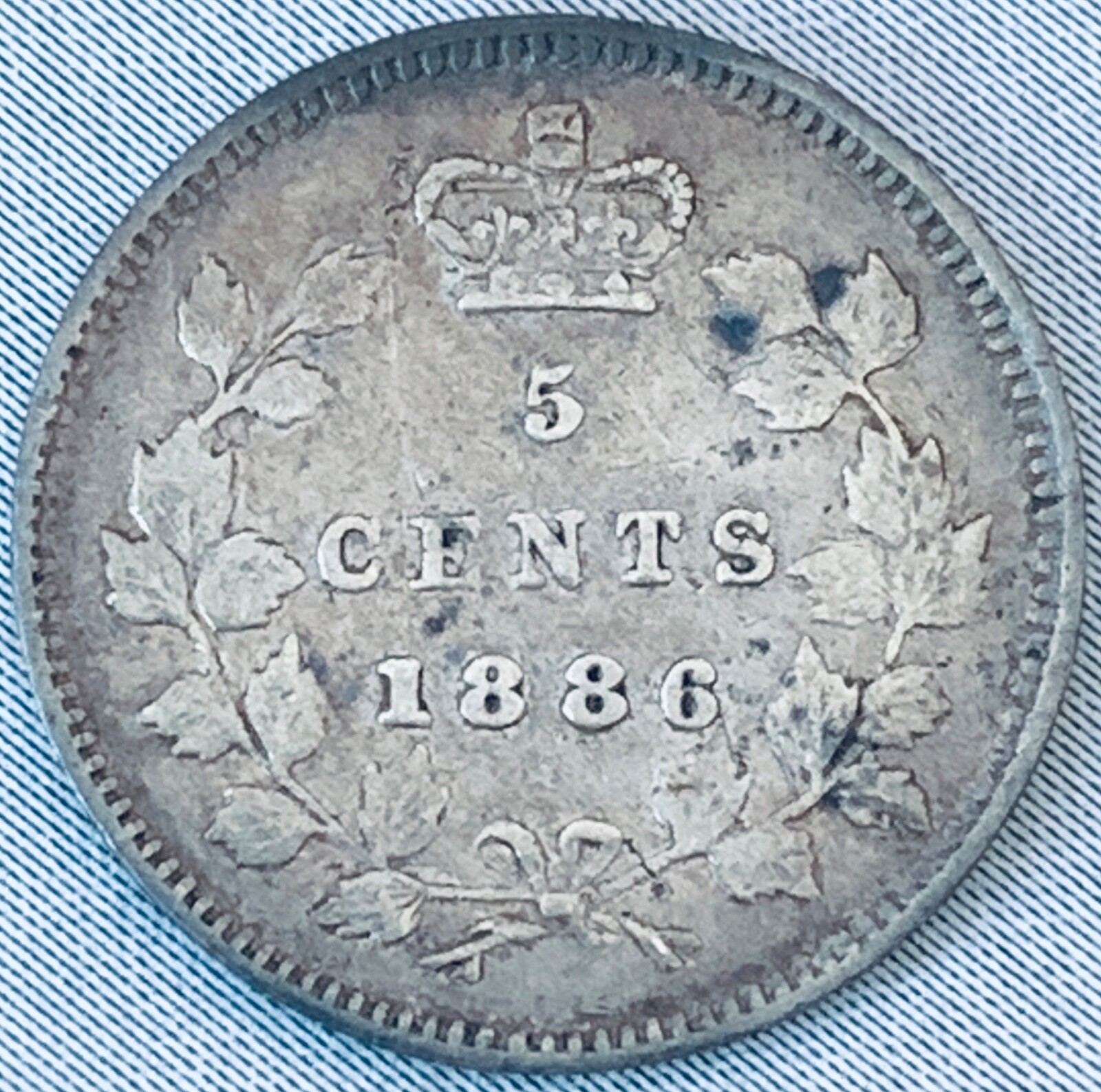 1886 Canada 5 cents Silver Coin Large 6 Victoria
