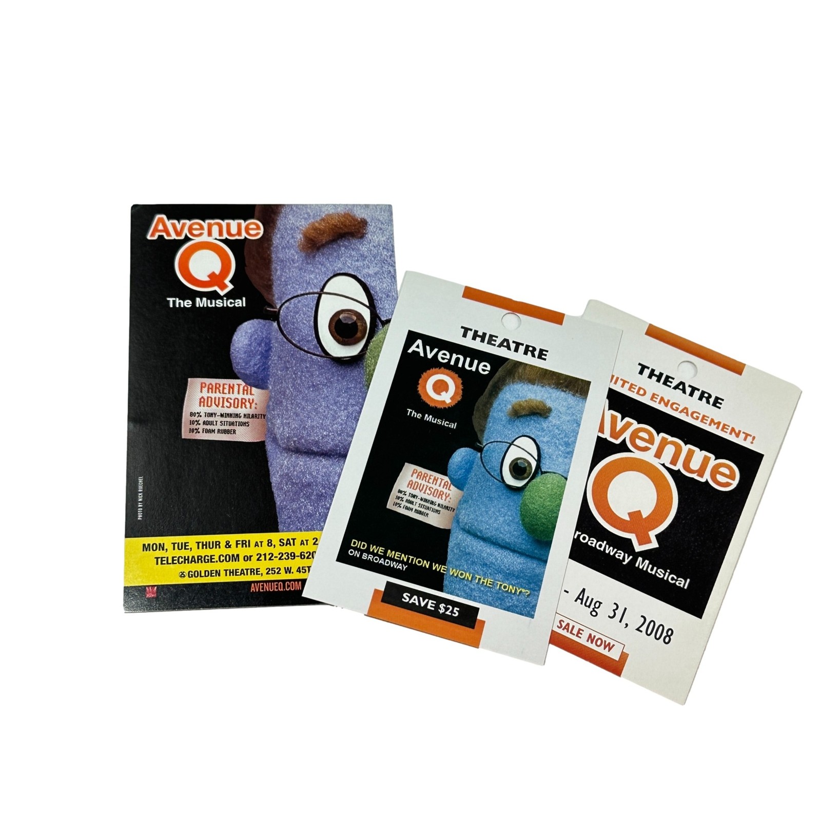 Broadway Theater Avenue Q Mini Pocket Flyer Lot 3 Golden Elgin Theaters 2008