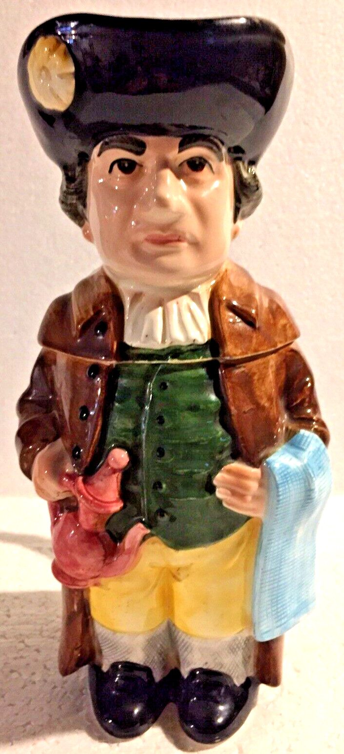 TOBY FIGURE BEER STEIN~ Colonial Bar Keep~VINTAGE~  9.5" Tall~Hachiya Bros.~NM-