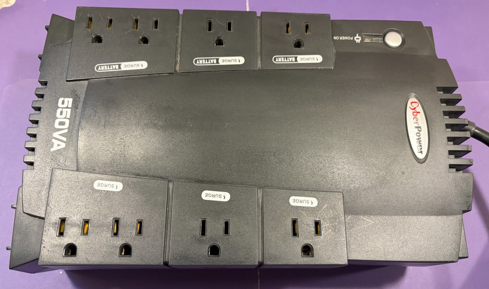 CyberPower 550VA Battery Backup & Surge Protector 8 Outlets ~ Powers Up
