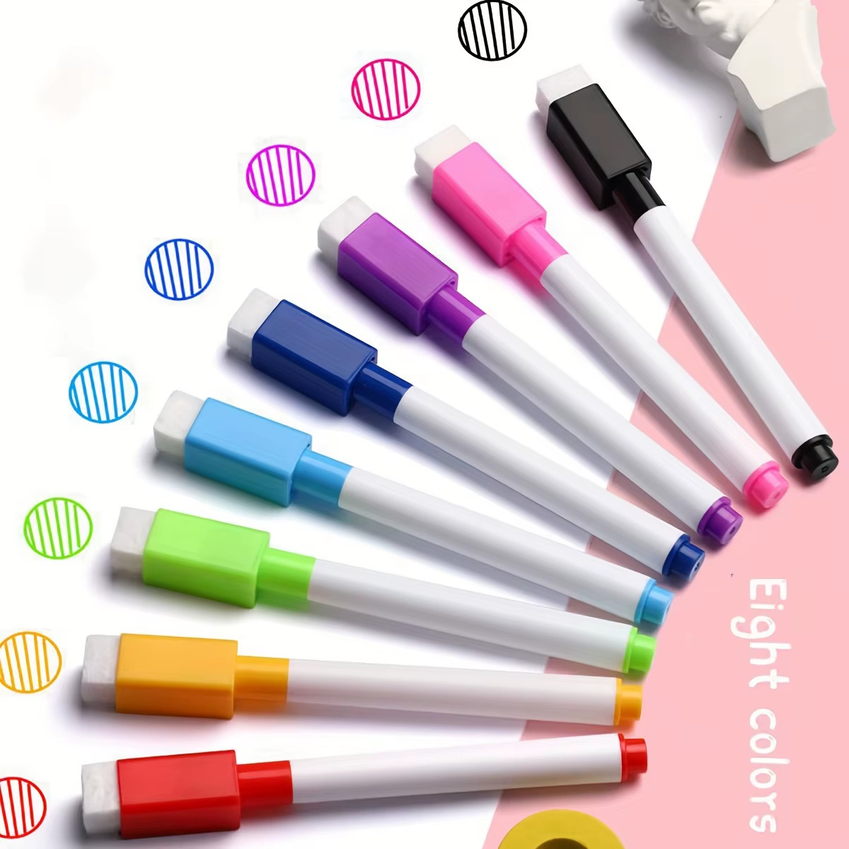 8Pcs/Set Bullet Tip 11.3*1Cm Small Size No Magntic Whiteboard Dry Erase Markers,