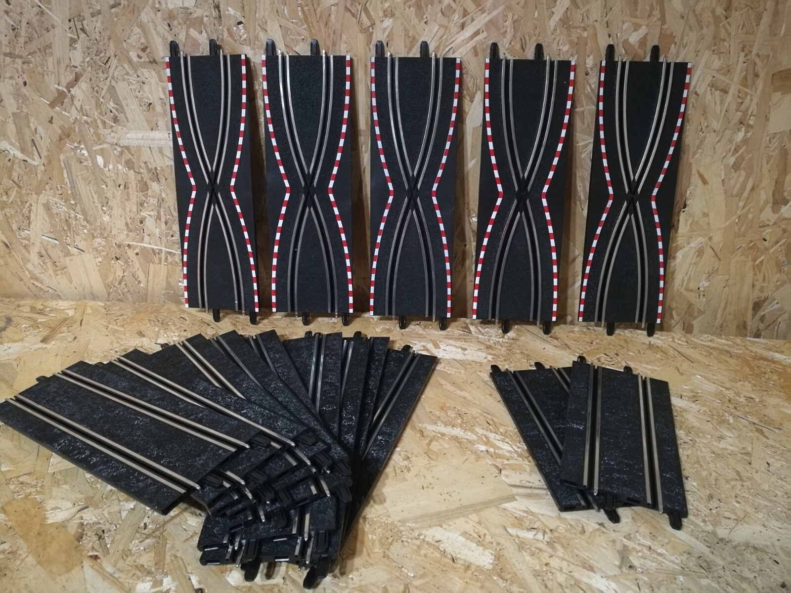 Scalextric SCX Compact 1/43 lot of 5 Lane Change, 9 Standard Straight, 2 Short