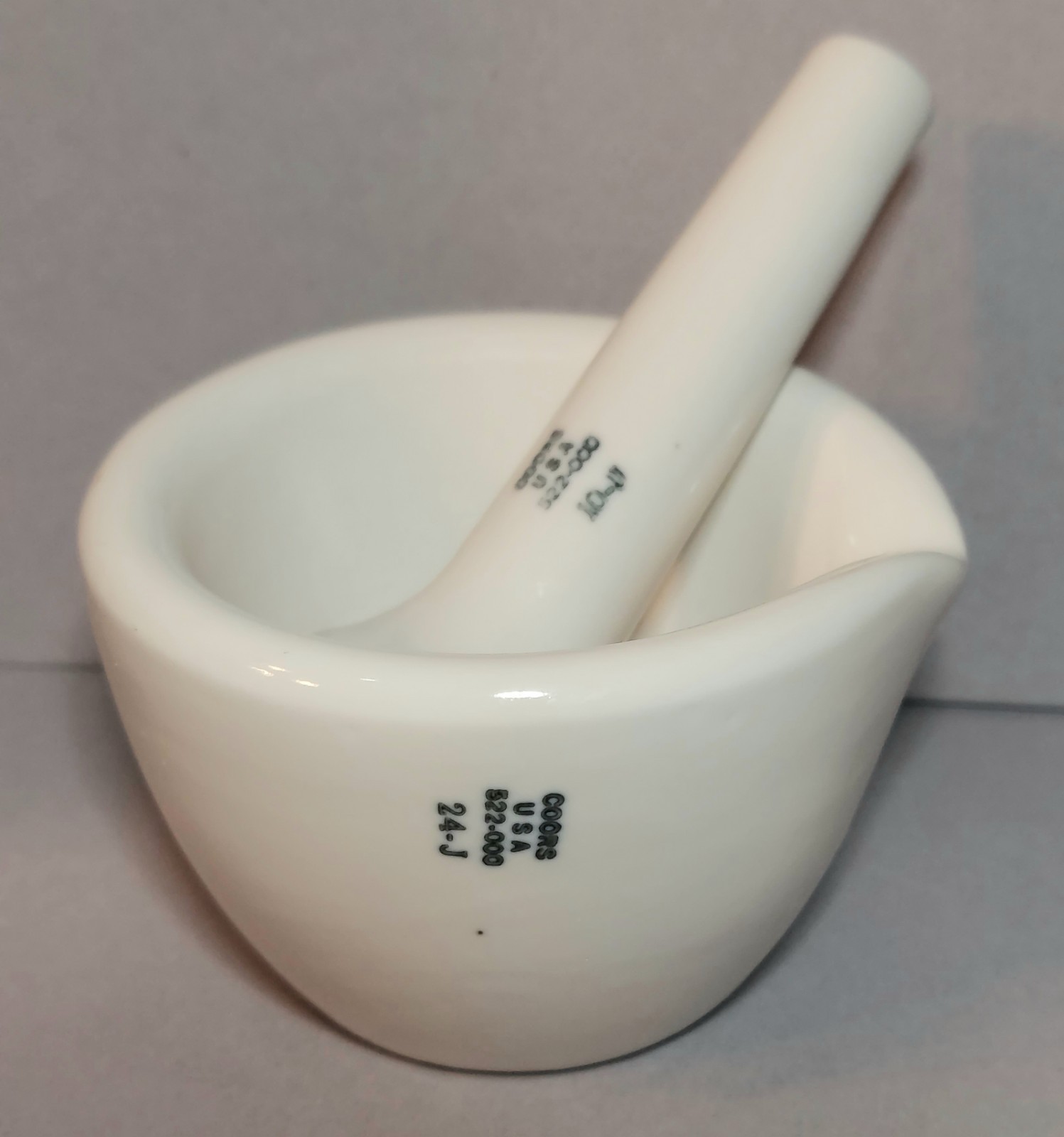 Vintage Small Coors USA Heavy White Porcelain Mortar & Pestle Lab Pharmacy
