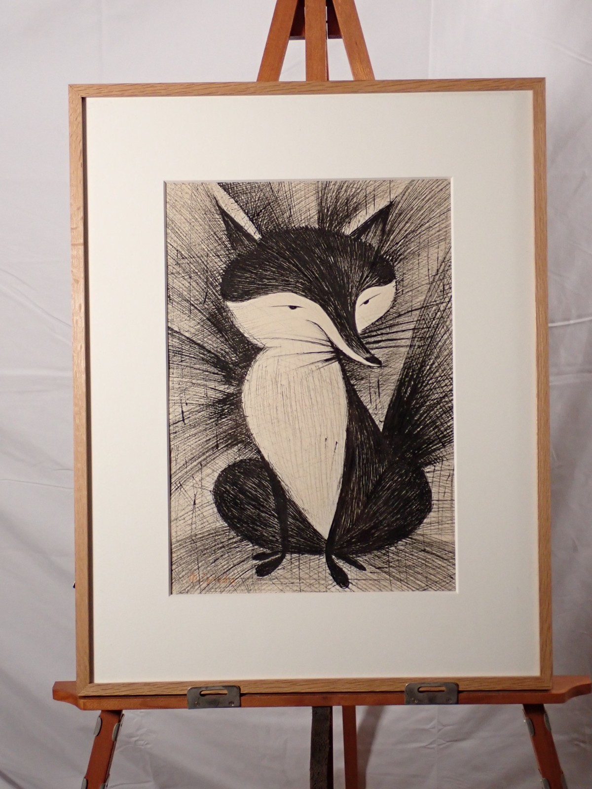 [Old Paper] Rare Art by Minori Terada (Actor/Voice of Muska): "The Fox" Signed