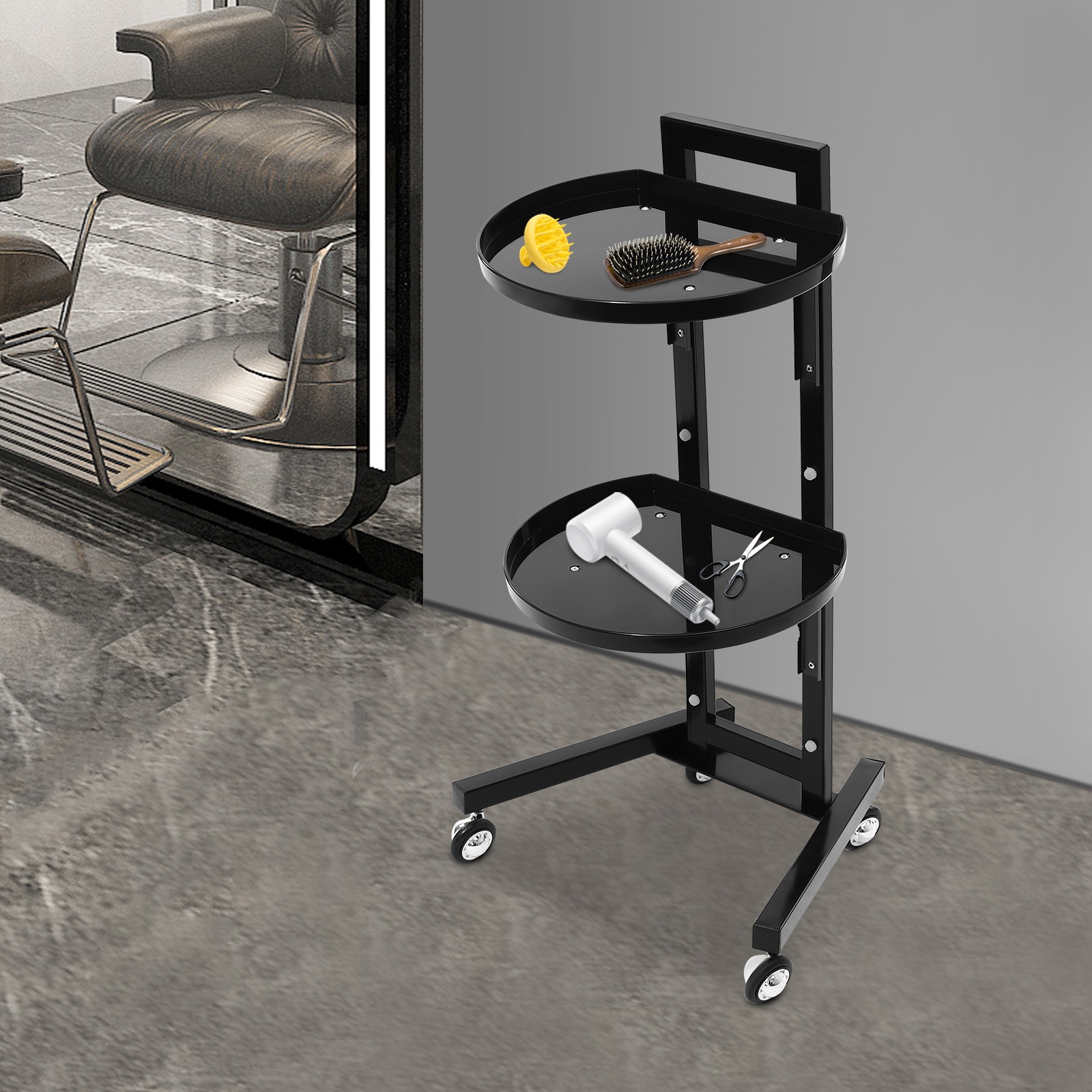 2Tier Movable Salon Trolley Hairdressing Barber Spa Rolling Trolley Storage Cart