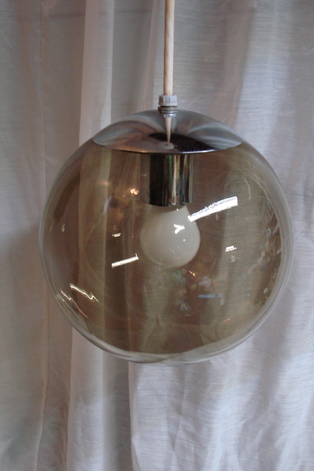 10" Vintage Mid Century Modern Glass Globe Hanging Pendant Smoke Light Shade