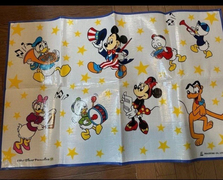 “Vintage Disney Picnic Mat Mickey Minnie Donald Goofy Stars Japan Rare