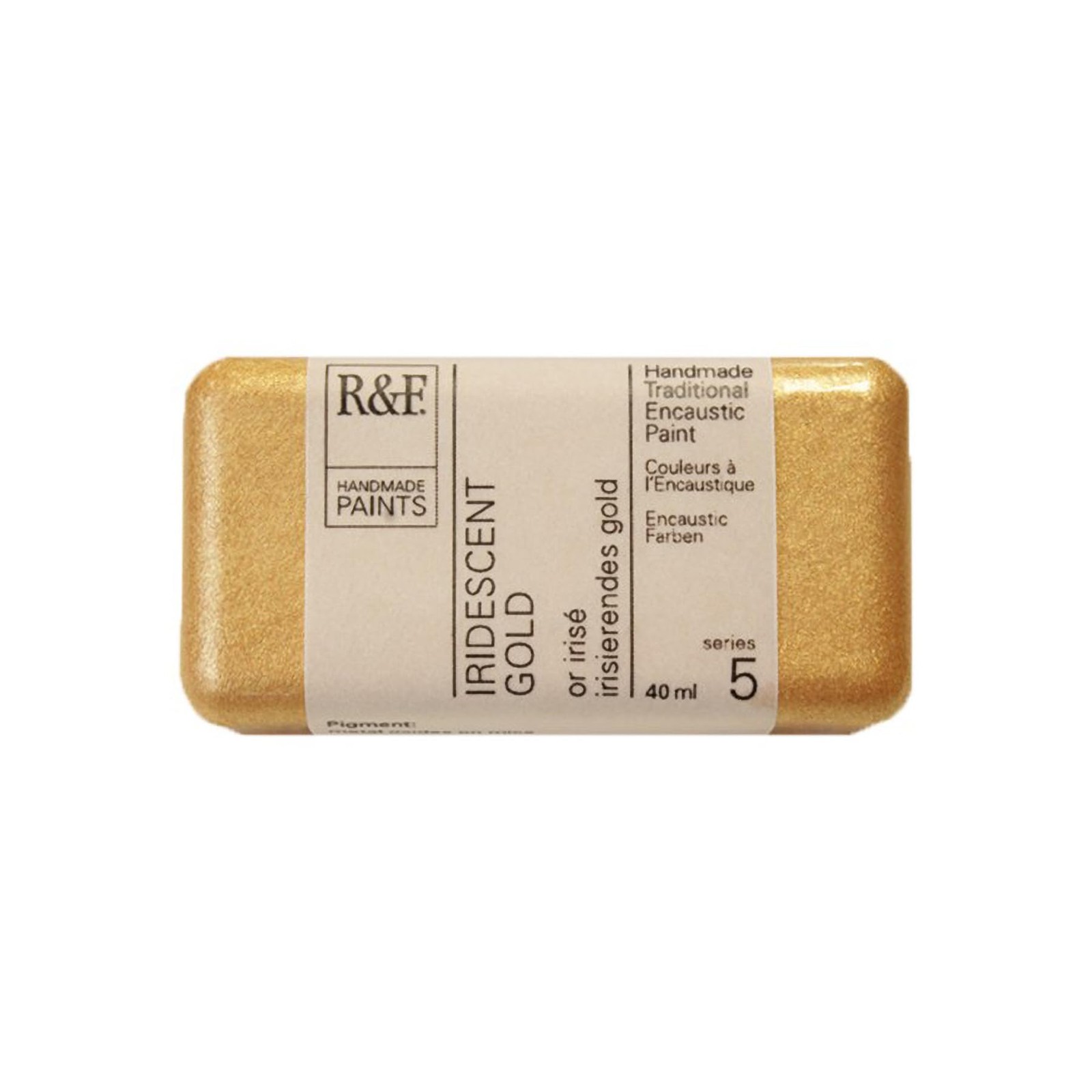 R&F Artist Encaustic Paint, Iridescent Gold, 40ml - Shimmering Art Pigment
