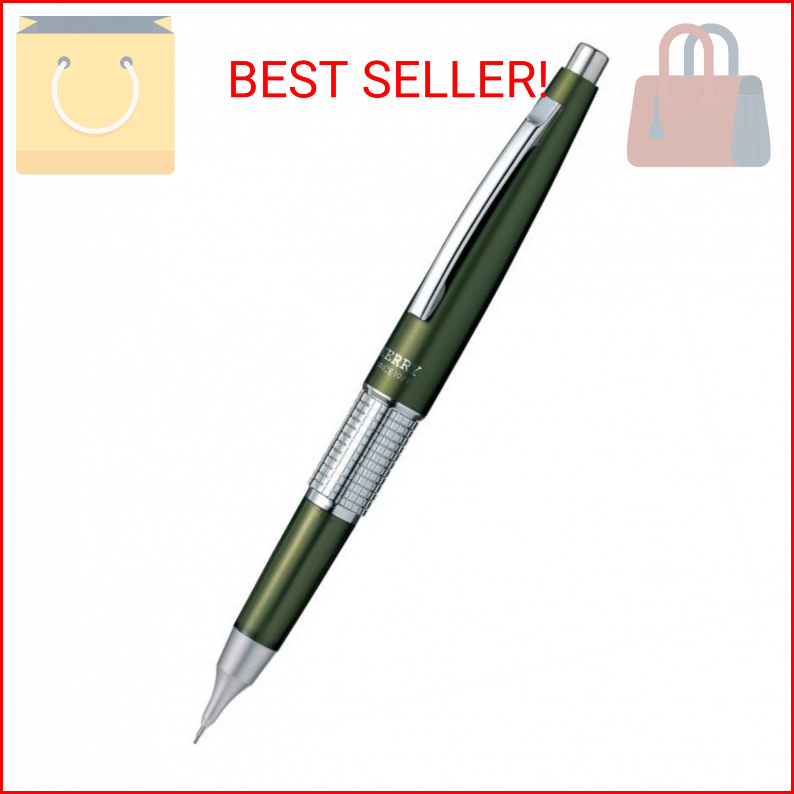 Pentel Sharp Kerry Mechanical Pencil - 0.5 mm - Olive Green Body (P1035-KD)