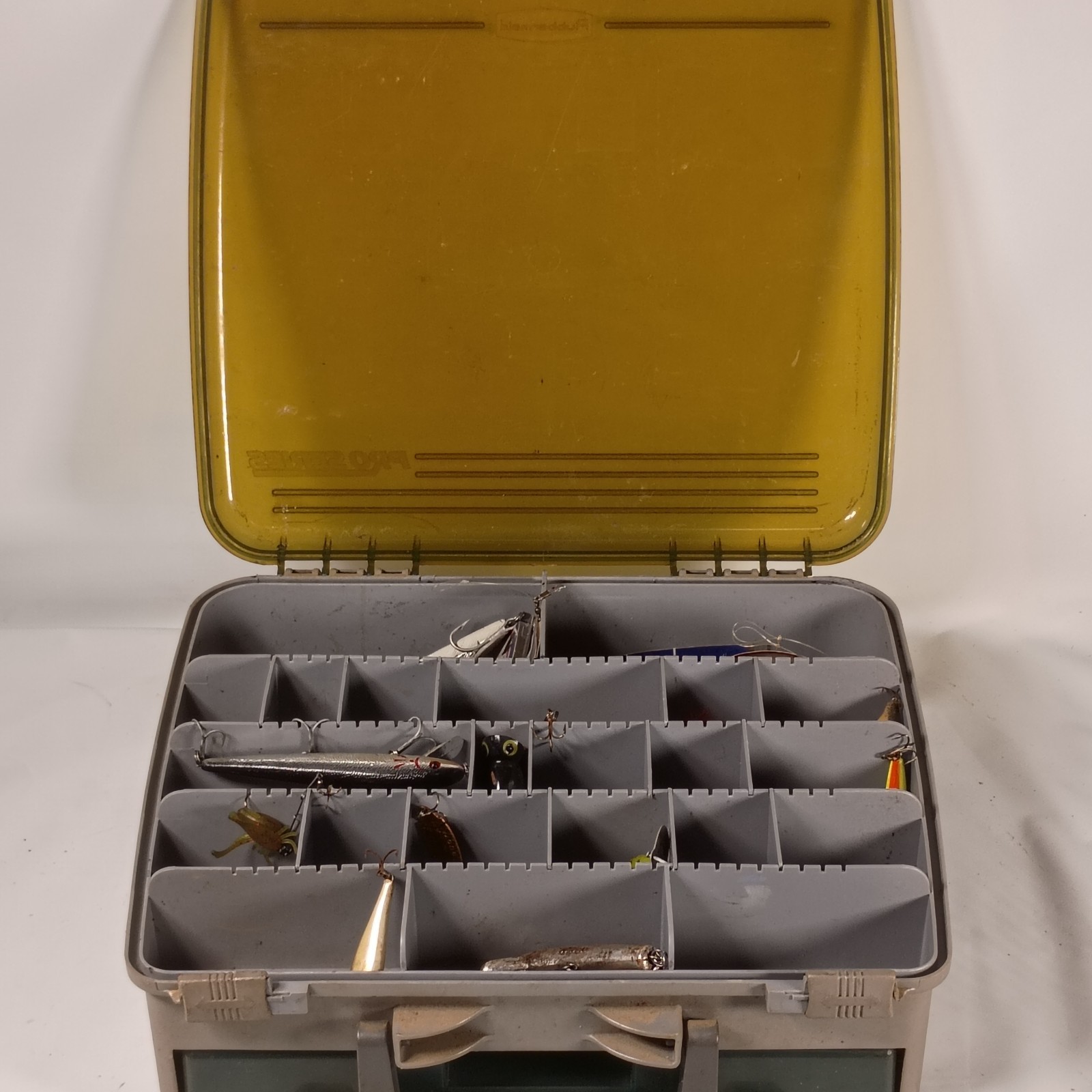 Vintage Fishing Tackle Box with Assorted Lures – Mixed Lot – 1980s–1990s