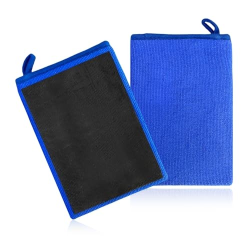 2 PCS Clay Mitt, Fine Grade Microfiber Claying Bar Glove Car Detailing Blue