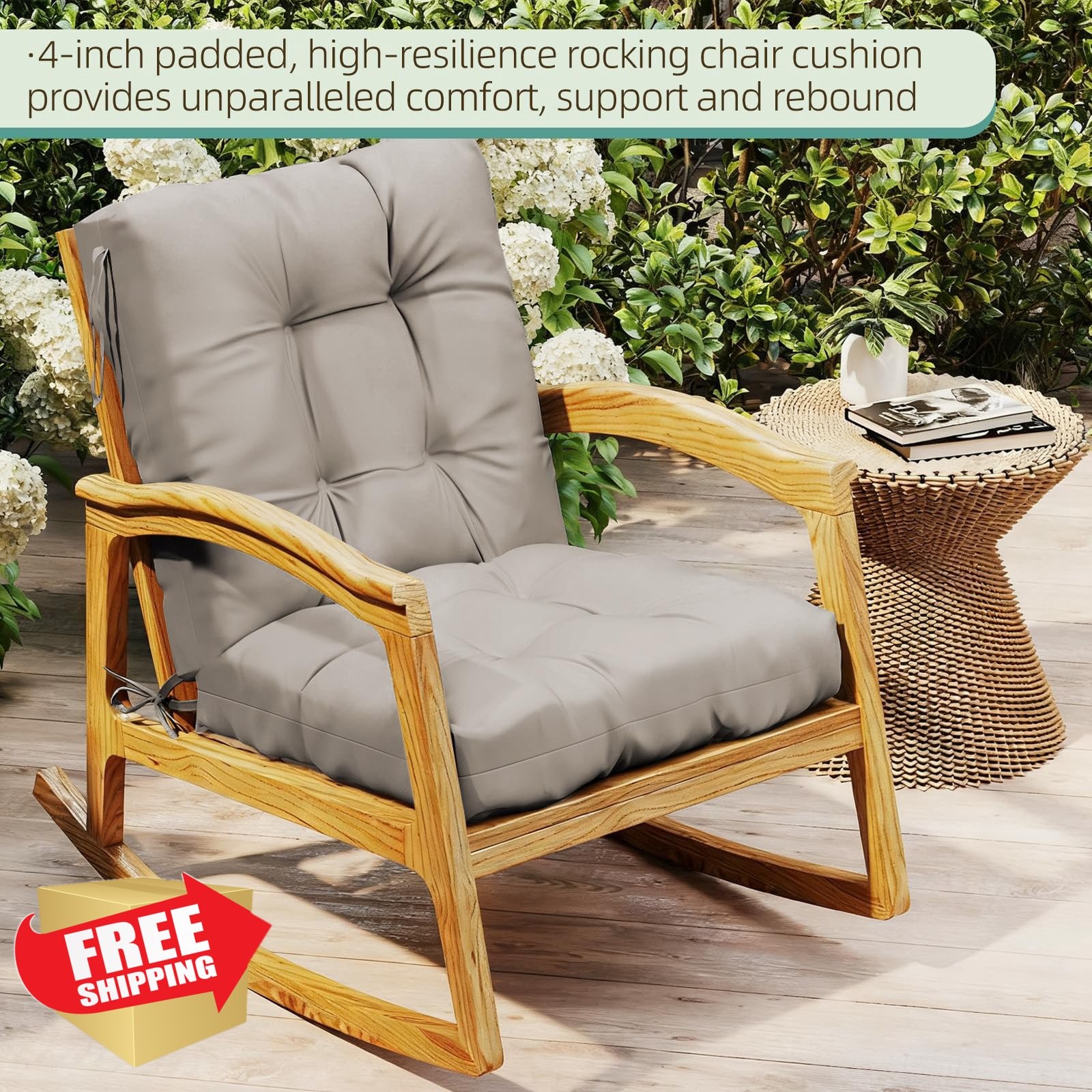 zanwu hwyd Outdoor Chair Cushion 42x21x4" Patio Seat Pad Beige