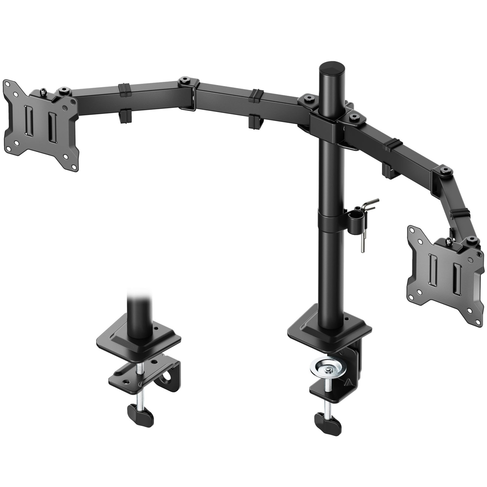 Stable Dual Monitor Stand for 17"–32” Computer Screens, Heavy-Duty Desk Mount...