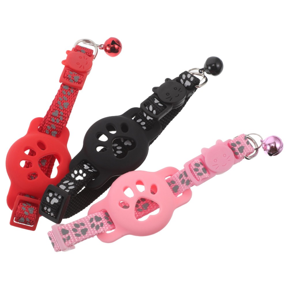  3PCS Pet Tracker Collar Holder - Cat Reflective Safety Bell Collar - Puppy