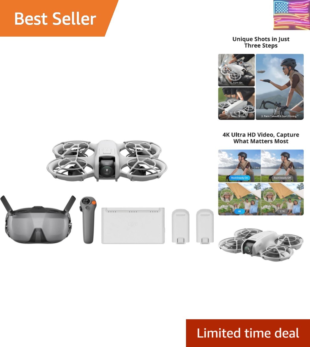 Neo Motion Fly More Combo, Mini Drone with 4K UHD Camera for Adults, 135g Sel...