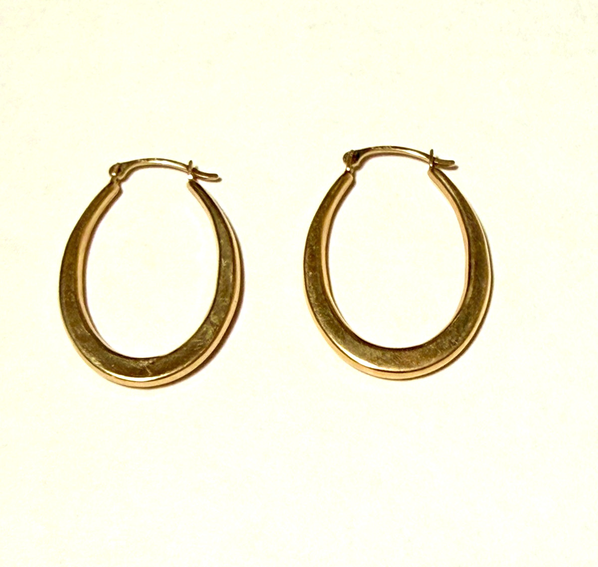 14K Yellow Gold Flat Tube Hoop Earrings  -  1 gram