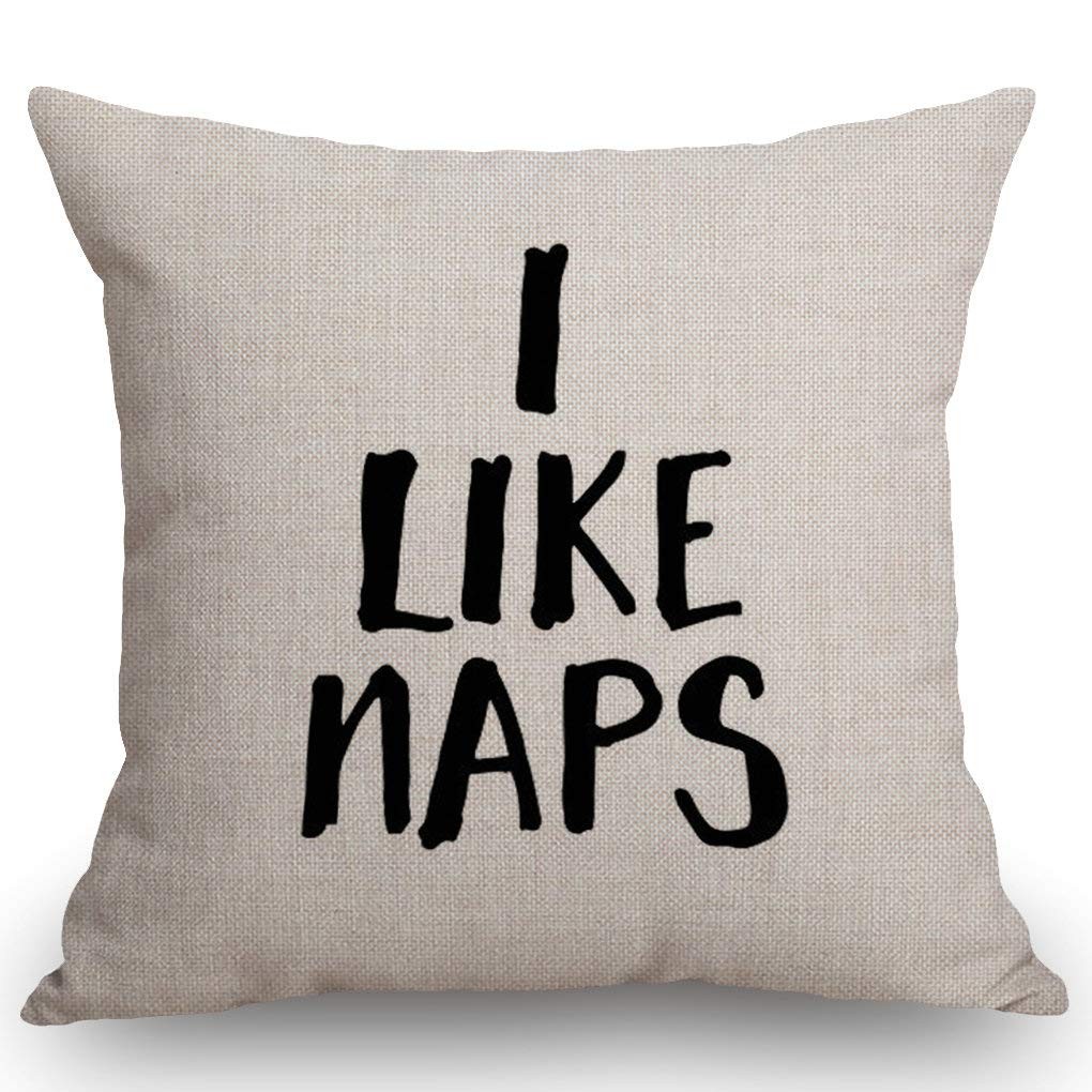 I Like Naps Throw Pillow Covers Farmhouse Decorative Square Pillow Covers 18x...