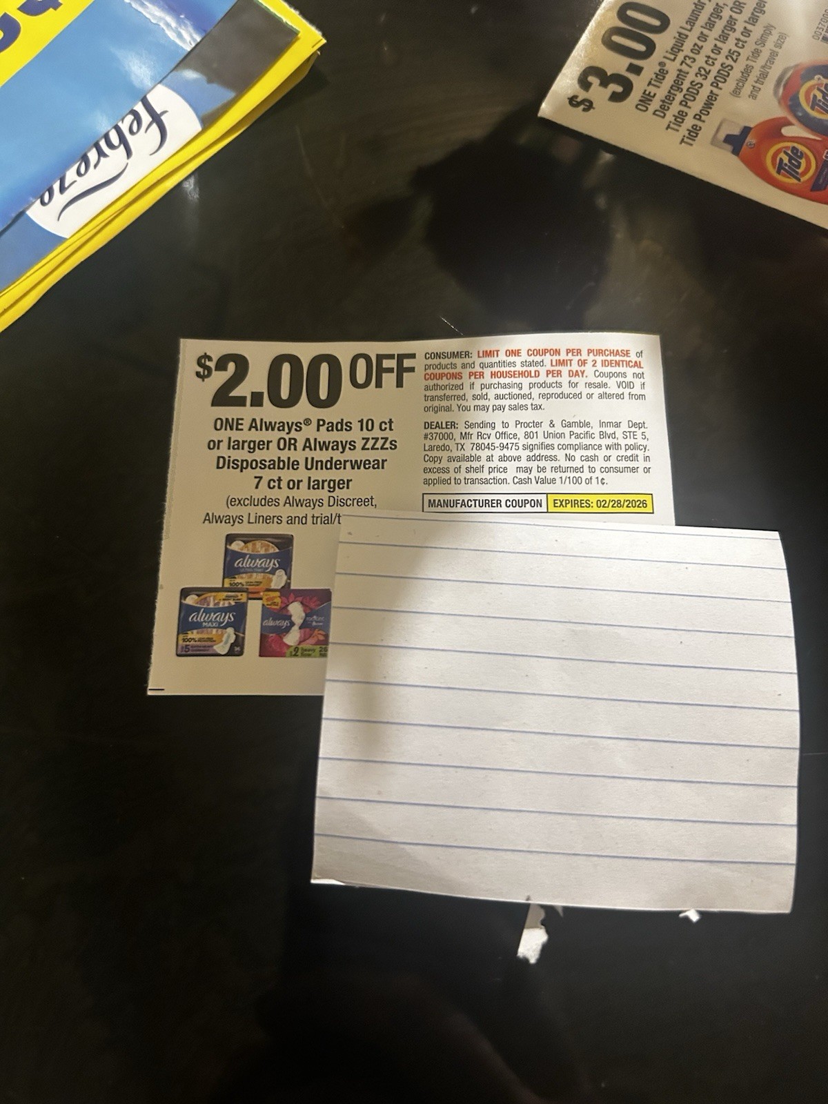 $2 Manufacturer Coupon Always Pads/Disposable Underwear Exp 02/28/2026