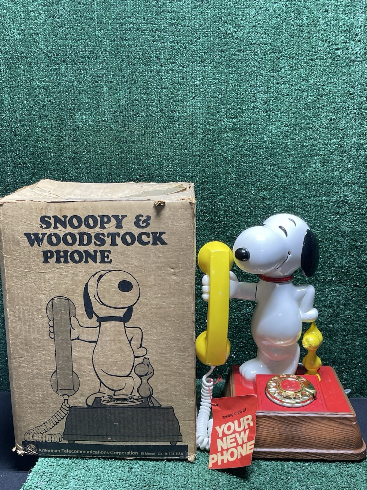 Vintage Snoopy & Woodstock Rotary Phone 1966 American Telecomm. Free Ship!