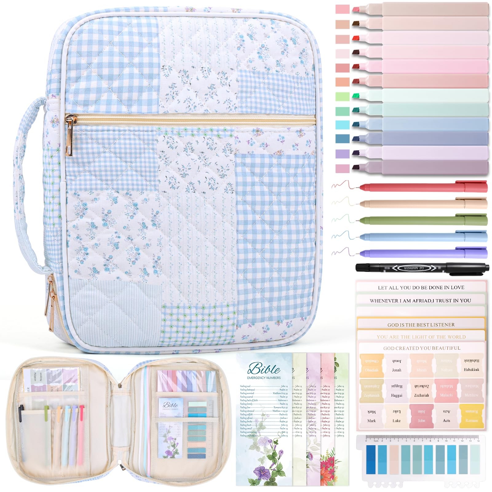 Bible Cover Case for Women Large Bible Bags with Durable Handle Quilted Carry...