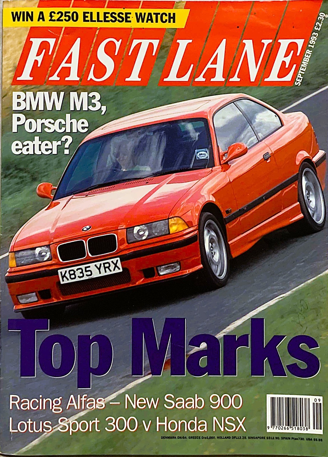 FAST LANE MAGAZINE SEP-1993 - BMW M3 E36, Porsche 968, Lotus Esprit Sport 300